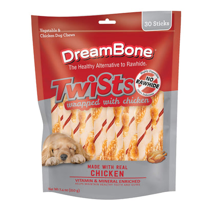 HOTDreamBone Twist Sticks Chews for Dogs, Treat Your Dog to Easy-to-Digest Rawhide-Free Chews Made with Real Vegetables and Chicken, 50 Count