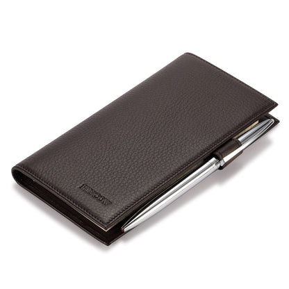 HOTHISCOW Leather Checkbook Cover for Duplicate Checks with Pen Holder | Full grain cowhide, personal check book & register pockets, removable vinyl divider, durable stitching, gifts for women men