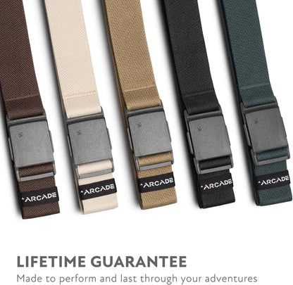 HOTArcade Belts Mens Explore Belt, Stretch Webbing for Max Comfort & Custom Fit, Metal-Free Buckle, Machine Washable Travel Belt