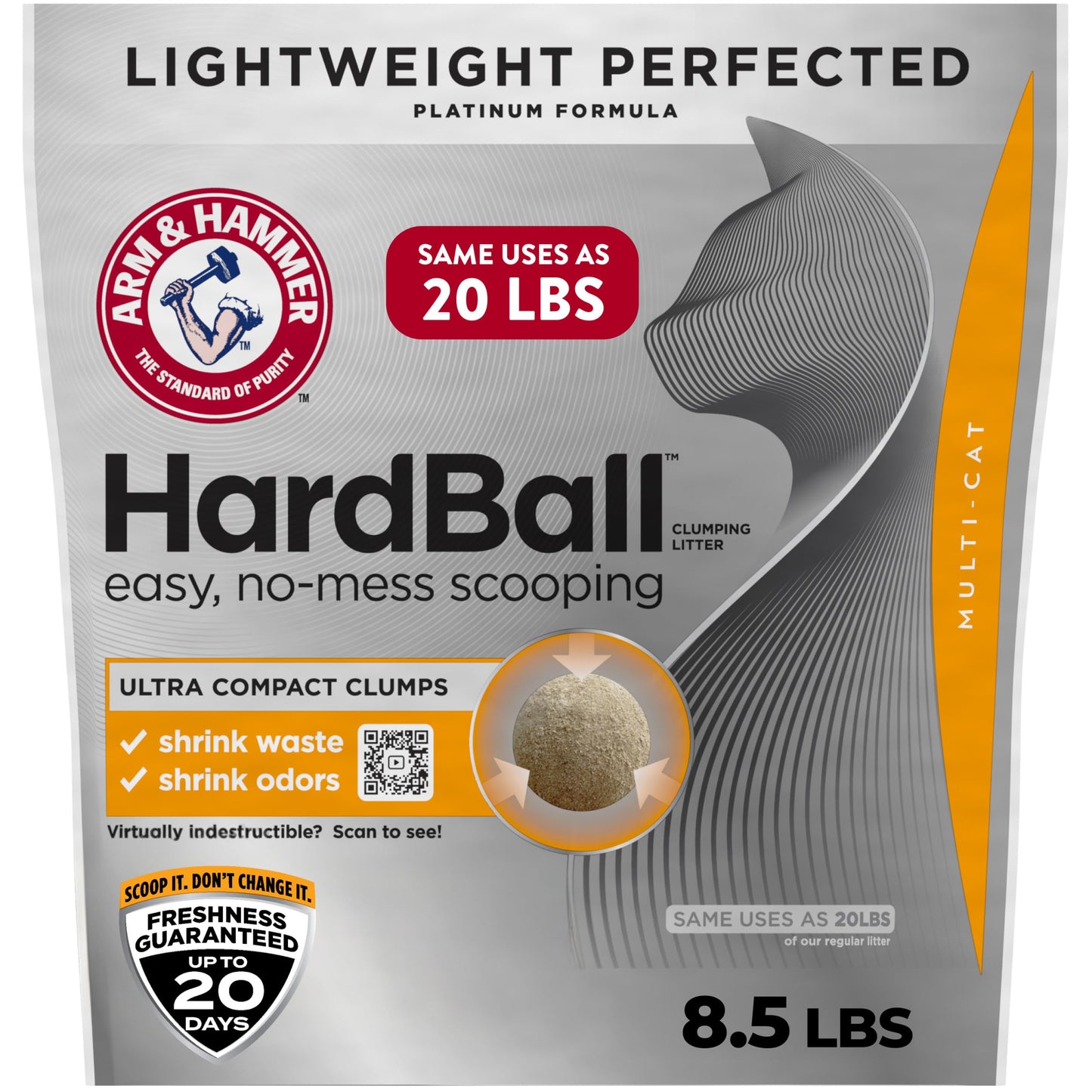 HOTARM & Hammer Hardball Clumping Cat Litter, Garden Bloom, 14.5 Lbs | Lightweight 5-in-1, 24/7 Odor Control, Easy Clean Up, Non-Clay Formula, 99.9% Dust-Free, Multi-Cat