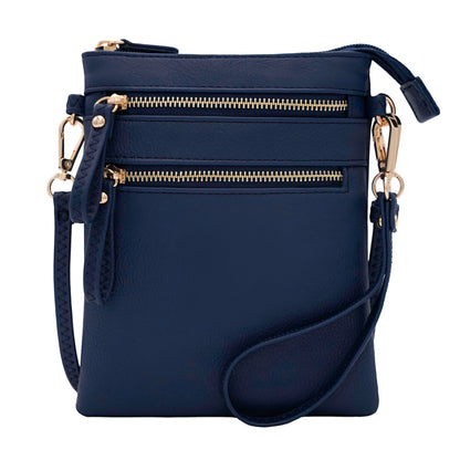 HOTSolene Small Crossbody Bag for Women, Multi Zip Pockets with Detachable Wristlet, Lightweight Travel Purse, Cell Phone Pouch
