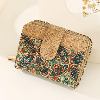 HOTCork Small Wallet for Women, Leather RFID Blocking Leather Purse for Ladies | Bifold Zipper Wallet with Credit Card Holder, ID Window for Female Teen