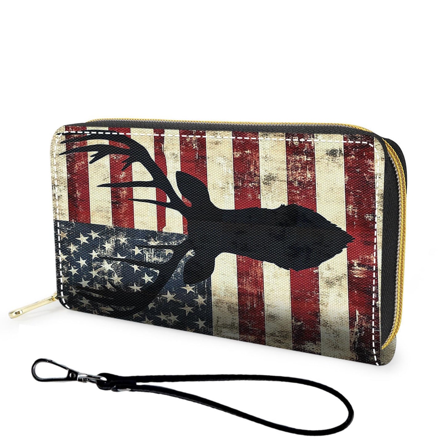 HOTWallet,Large Capacity RFID Blocking Leather Wallet, Durable Smooth Zipper Clutch,Unisex Travel Wallet for Cards,Cash,and Coins - Black Cat and Flowers