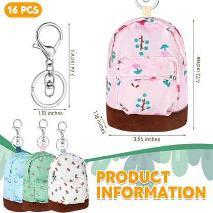 HOTEqusion 16 Pcs Mini Backpack Keychain Bulk Coin Bag Purse Tiny Small Wallet for Carry Lipsticks Cards Headphone Good Choice for Gift