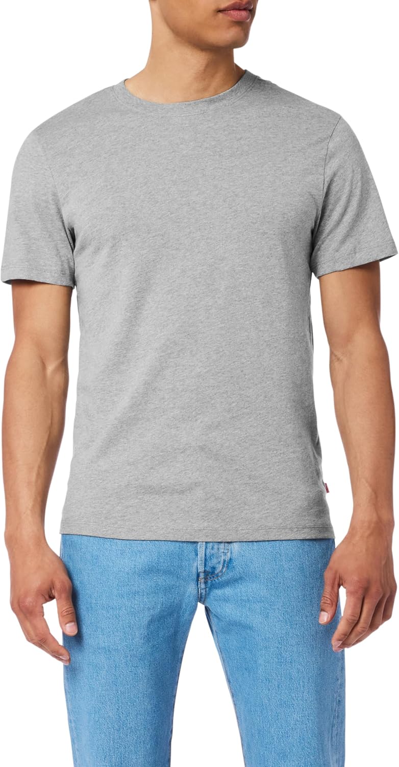 HOTLevi's Men's 6-Pack Basic Crew Neck T-Shirt, Soft Cotton, Tag-Free, Breathable Comfort