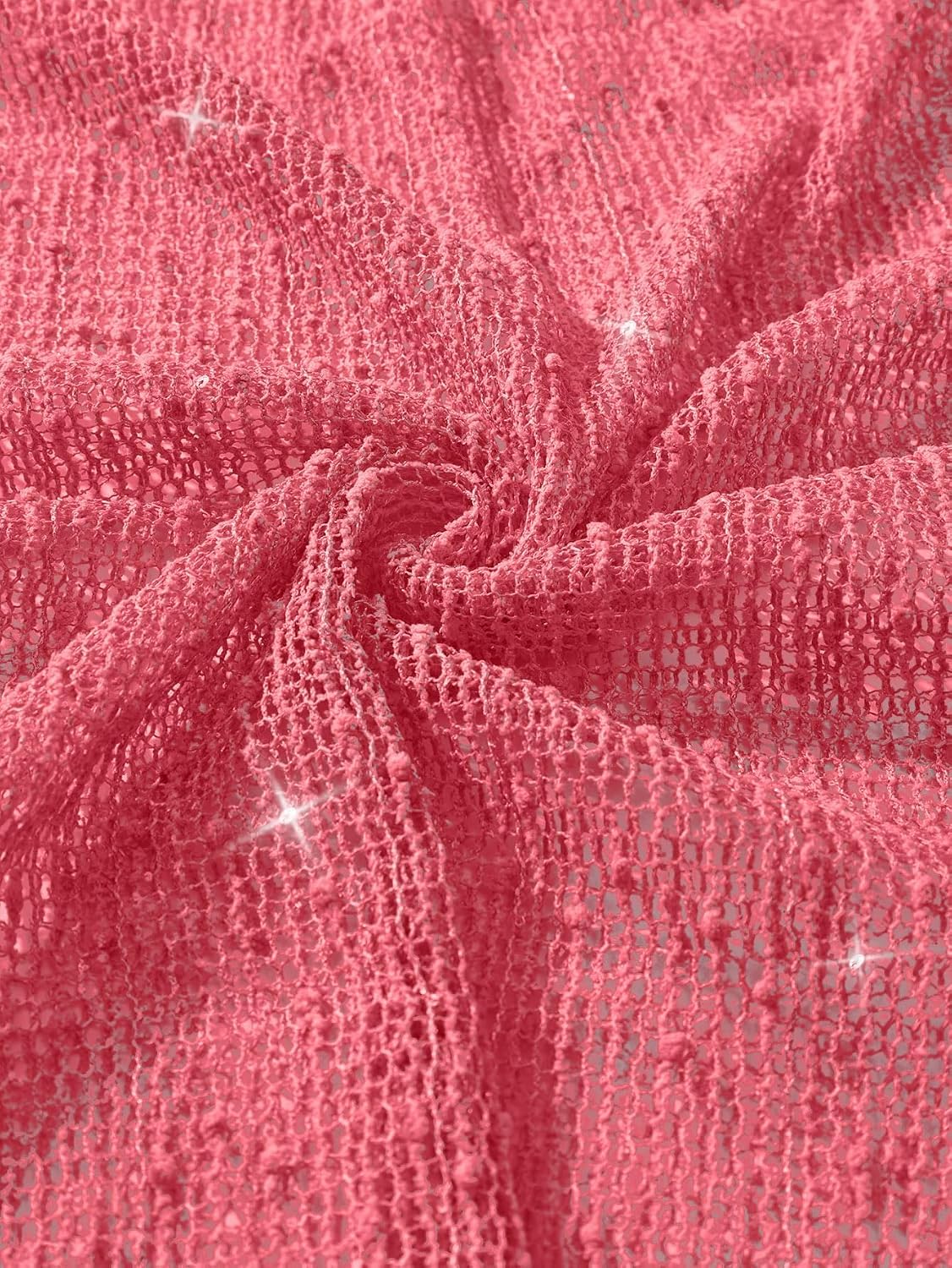 HOTLilosy Beach Swimsuit Cover Up Women Dress Bathing Suit 3XS-6XL | Sparkle Lightweight Sheer Sexy Plus Size Crochet Mesh Kaftan Long Sleeve One Piece Vacation Outfits Top Pool Summer Resort