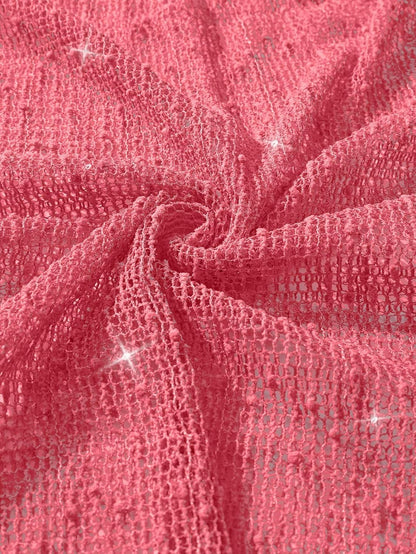 HOTLilosy Beach Swimsuit Cover Up Women Dress Bathing Suit 3XS-6XL | Sparkle Lightweight Sheer Sexy Plus Size Crochet Mesh Kaftan Long Sleeve One Piece Vacation Outfits Top Pool Summer Resort