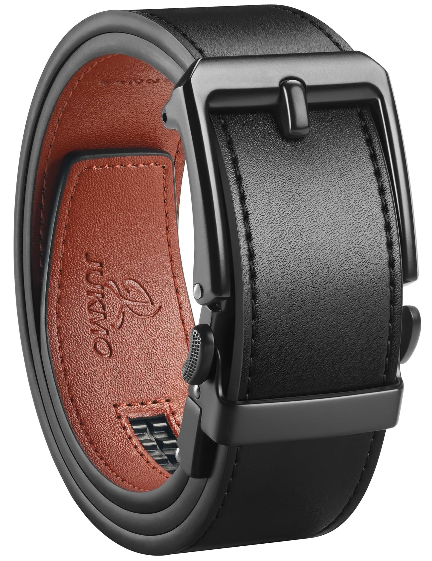 HOTJUKMO 1.5" (38mm) Leather Ratchet Belt for Men in Gift Box | Automatic Slide Buckle, Adjustable Trim to Fit