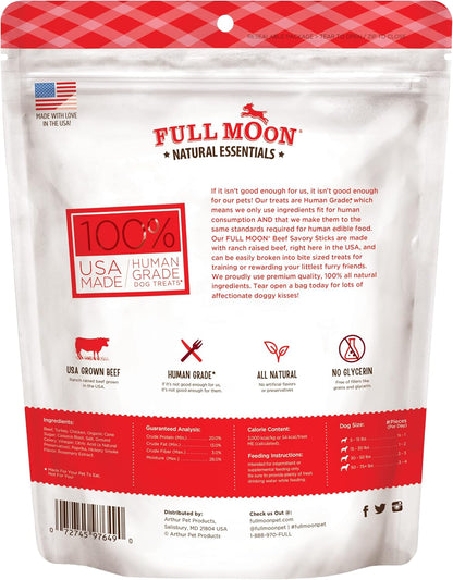 HOTFull Moon All Natural Human Grade Dog Treats, Essential Beef Savory Sticks, 22 Ounce, 1.375 Pound (Pack of 1)