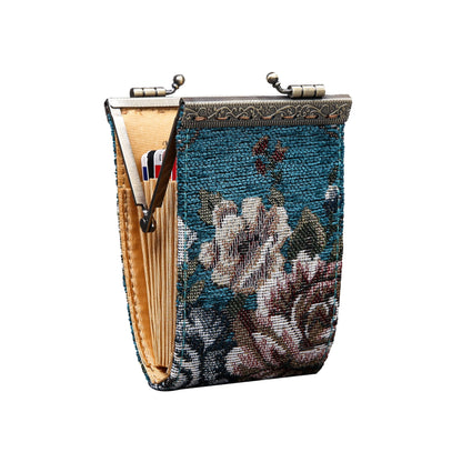 HOTAngelina's Palace Carpet Wallet Vintage Kiss Lock ID Pouch,Clasp Card Holder