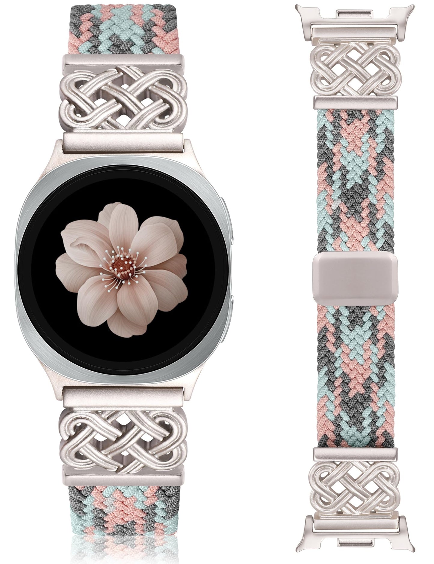 HOTBraided Magnetic Band Compatible with Samsung Galaxy Watch 8 40mm 44mm/8 Classic 46mm Women Men, Celtic Metal Stretchy Elastic Dressy Nylon Bracelet Strap, No for Galaxy Ultra/7/6/5/4/3/2/1