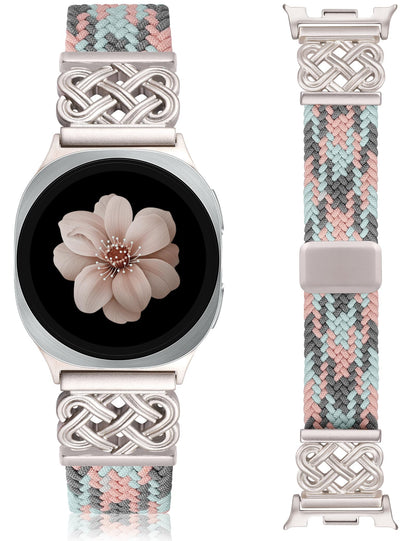 HOTBraided Magnetic Band Compatible with Samsung Galaxy Watch 8 40mm 44mm/8 Classic 46mm Women Men, Celtic Metal Stretchy Elastic Dressy Nylon Bracelet Strap, No for Galaxy Ultra/7/6/5/4/3/2/1