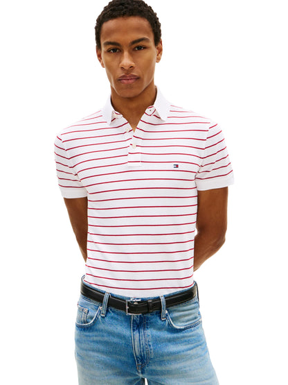 HOTTommy Hilfiger Men's Short Sleeve Polo Shirts in Slim Fit with Stretch and Organic Pique Cotton
