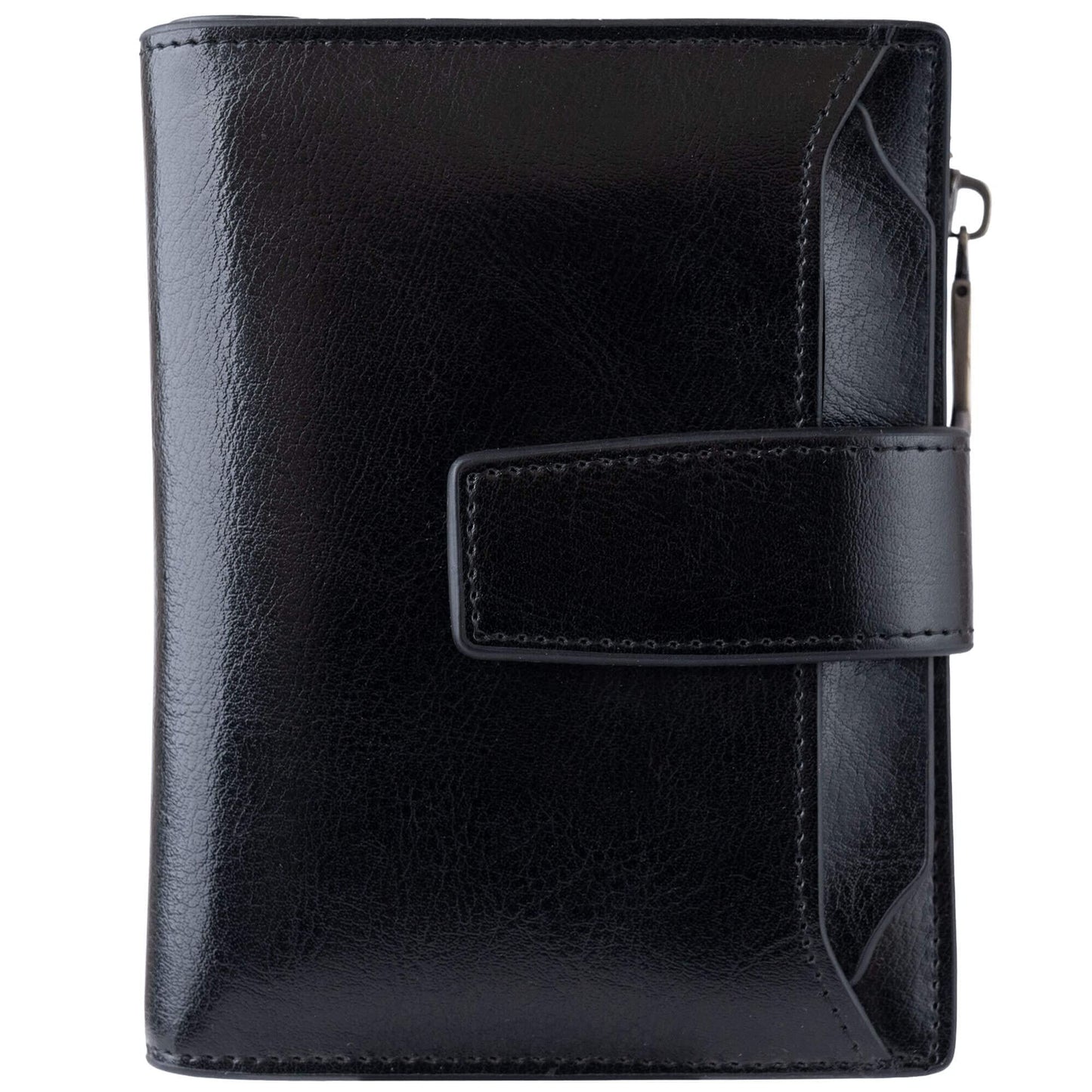 HOTBveyzi Small Leather Wallet for Women, RFID Bifold with ID Window | Holds 11 cards, a pull-out ID sleeve, zippered coin pocket & bill slot — fits crossbody bags and keeps everything organized