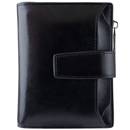 HOTBveyzi Small Leather Wallet for Women, RFID Bifold with ID Window | Holds 11 cards, a pull-out ID sleeve, zippered coin pocket & bill slot — fits crossbody bags and keeps everything organized