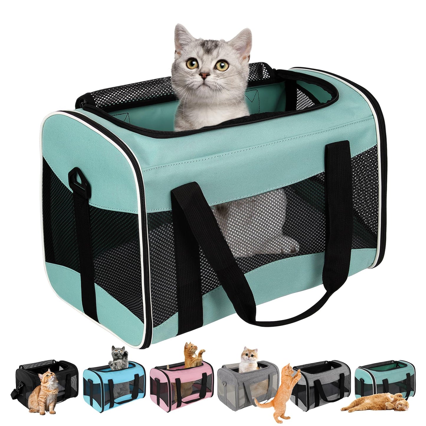 HOTCat Dog Carriers Soft-Sided Pet Carrier Large Cats for Medium Big Cat Small Dog Puppy up to 16lbs TSA Airline Approved Animal Collapsible Cat Carrier Carriers Travel Carrier Cat Bag (17x11x11)