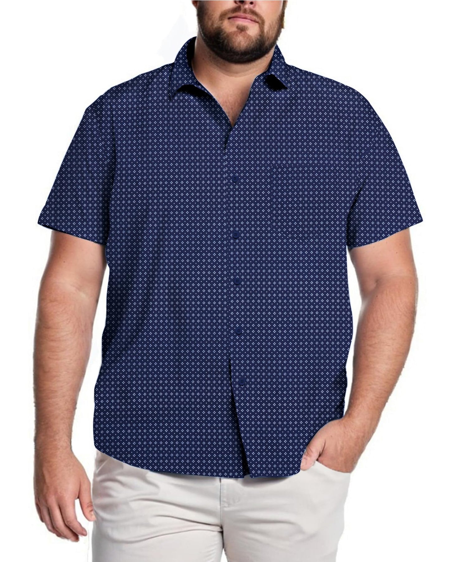 HOTCOOFANDY Big & Tall Shirts for Men Short Sleeve Button Down Casual Dress Shirts