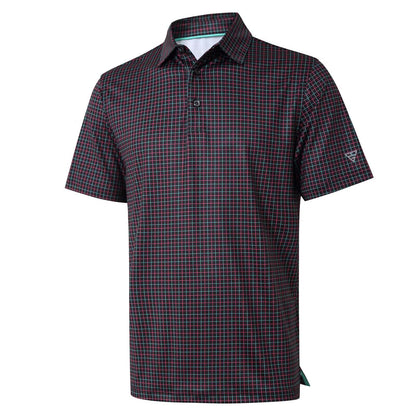HOTGolf Shirts for Men Dry Fit Short Sleeve Print Performance Moisture Wicking Polo Shirt