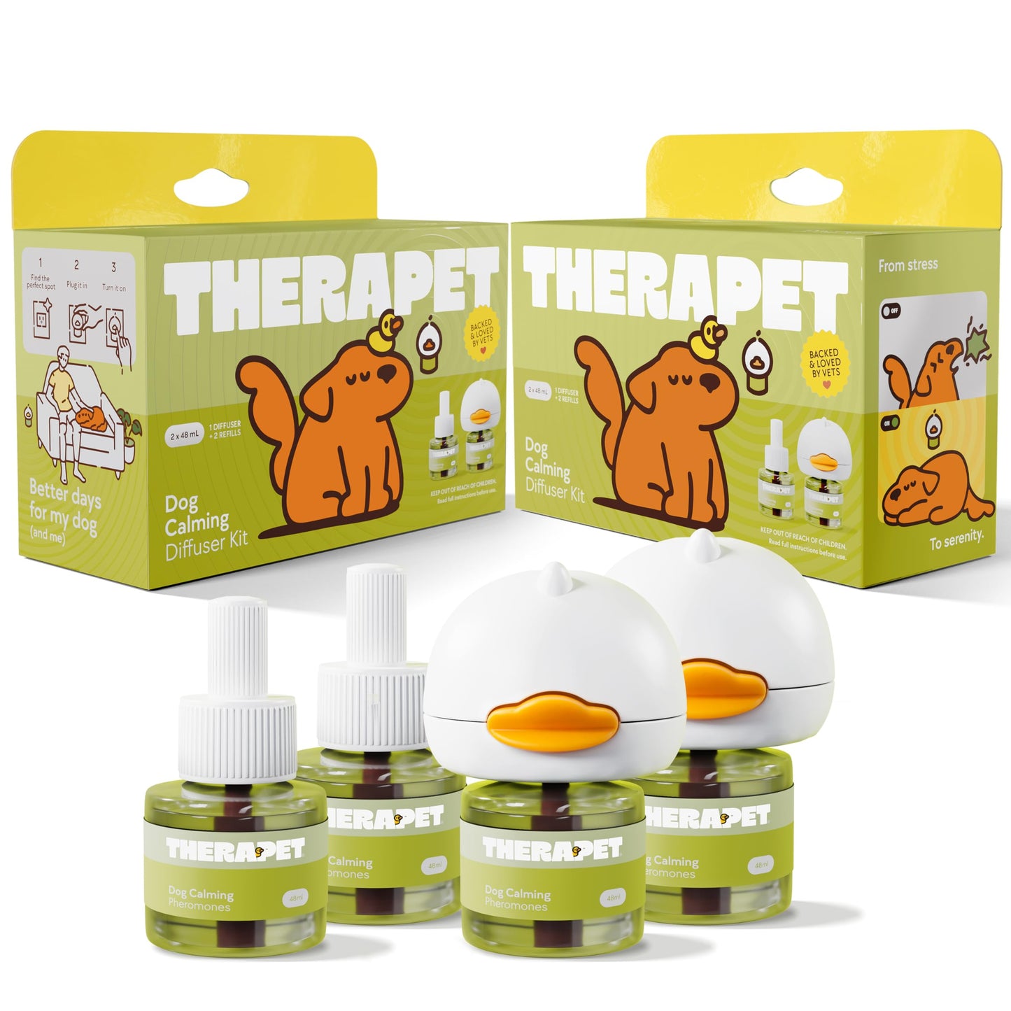HOTTheraPetMD 60-Day Dog Calming Diffuser Kit - Dog Pheromone Diffuser for Stress, Destructive Behavior, Pee Accidents, Separation Anxiety, Barking, Aggression & Chewing - 60-Day Refills Included
