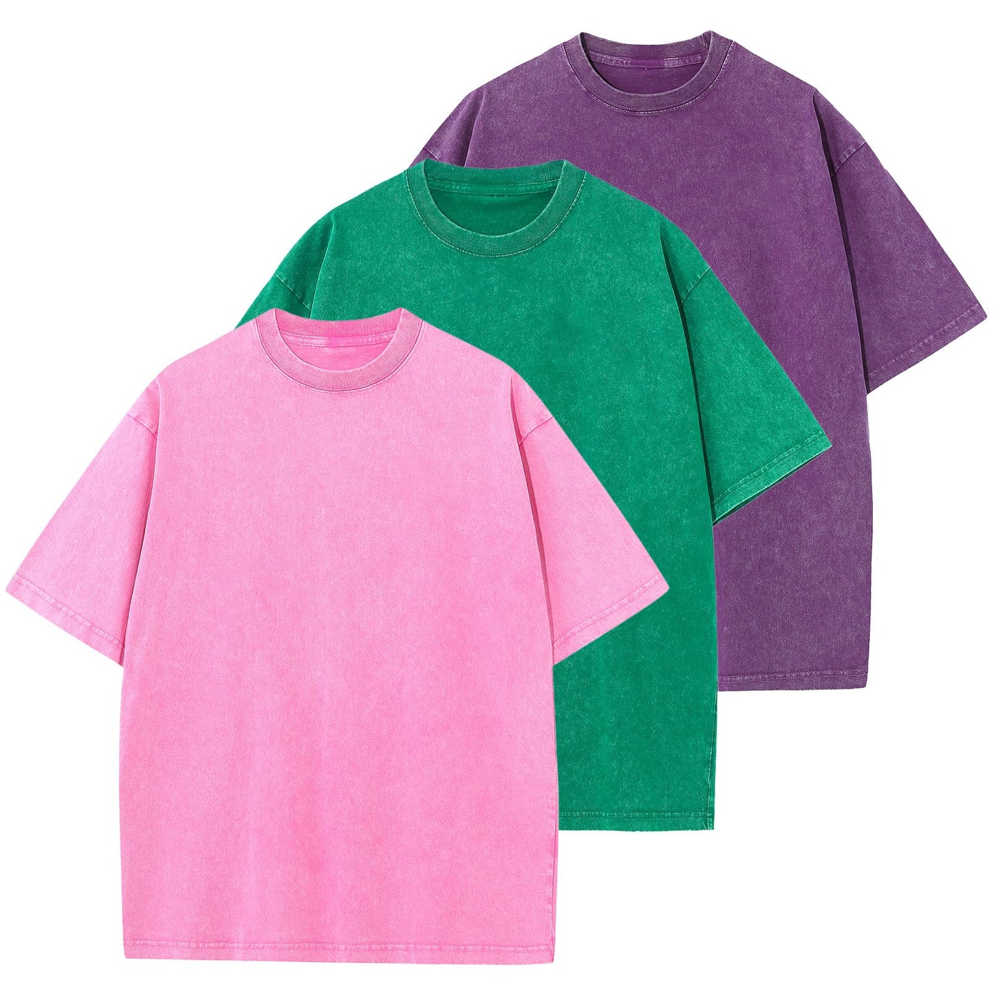 HOTMen's Cotton T-Shirts Oversized Unisex Short Sleeves Casual Loose Wash Solid Basic Tee Tops