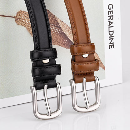 HOT2 Pack Leather Belts for Women Trendy, Women's Belts for Jeans Pants Dresses with Silver Buckle