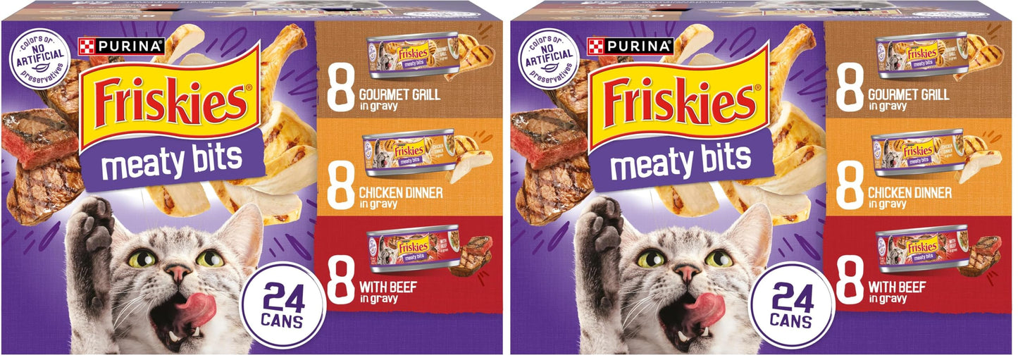 HOTPurina Friskies Gravy Wet Cat Food Variety Pack, Meaty Bits - (Pack of 24) 5.5 oz. Cans