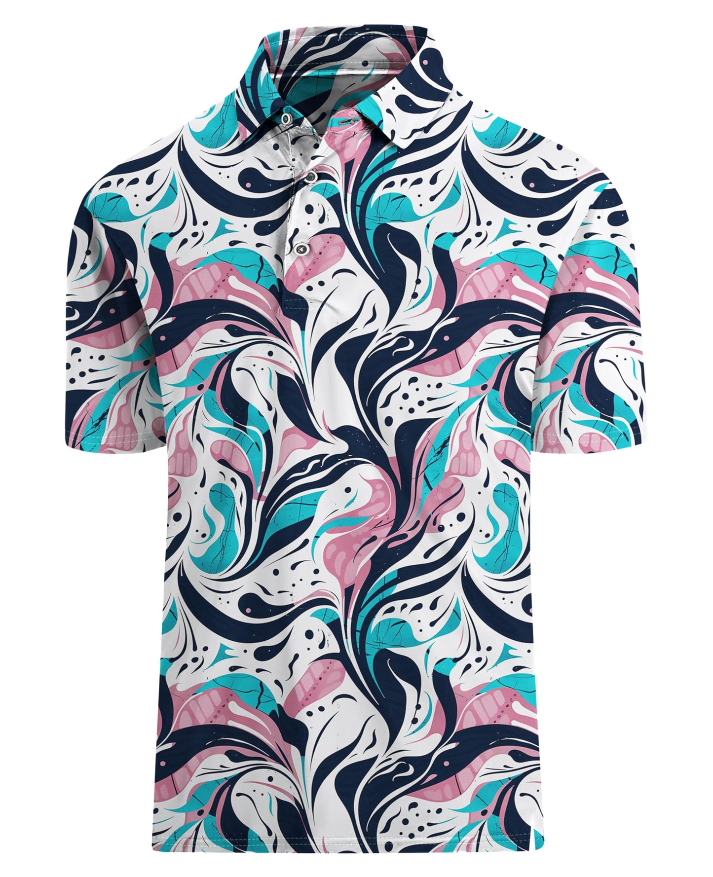 HOTHodaweisolp Golf Shirts for Men Dry Fit Print Moisture Wicking Performance Short Sleeve Polo Shirt