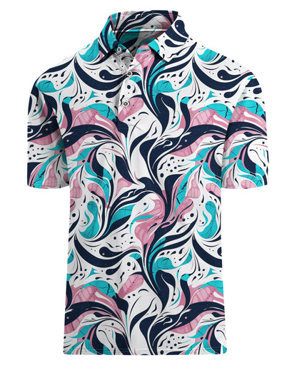 HOTHodaweisolp Golf Shirts for Men Dry Fit Print Moisture Wicking Performance Short Sleeve Polo Shirt