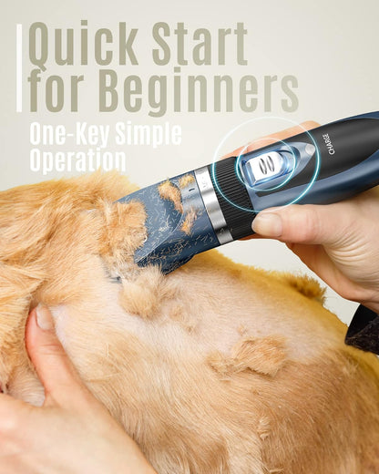 HOToneisall Dog Clippers Low Noise Grooming Kit for Dogs Cats Pets | Cordless & Long Battery Life, Simple for Beginners, 6 Guide Combs, Removable & Rinsable Blade