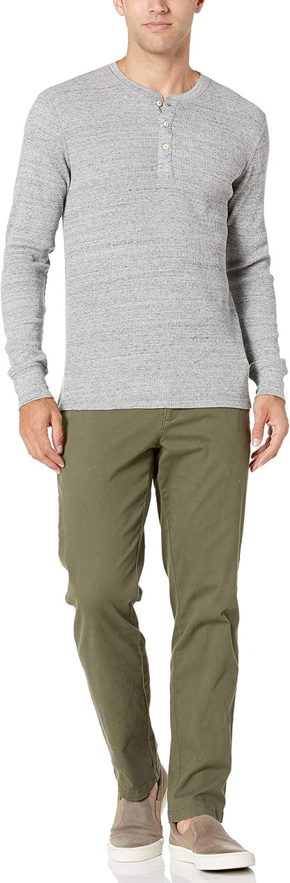 HOTAmazon Essentials Men's Long Sleeve Waffle Henley Shirt