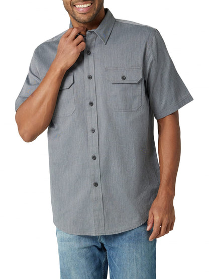 HOTWrangler Authentics Men's Short Sleeve Classic Woven Shirt