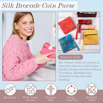HOTLEIFIDE 30 Pcs Jewelry Silk Purse Pouch Chinese Silk Brocade Coin Purse Zipper Jewelry Bag Gift Pouch with Tassel Small Chinese Embroidered Organizers Pocket for Women Girls Necklace Earring Bracelet
