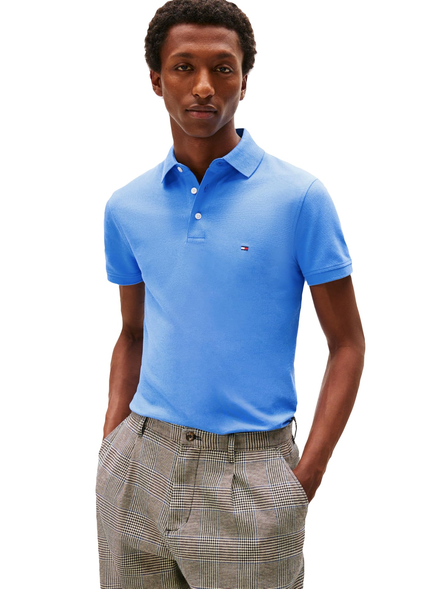 HOTTommy Hilfiger Men's Short Sleeve Polo Shirts in Slim Fit with Stretch and Organic Pique Cotton