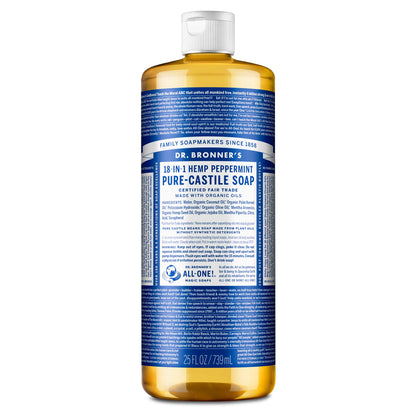HOTDr. Bronner's Pure-Castile Magic Liquid Soap - Made with Regenerative Organic Certified Oils- 18-in-1 Uses for Face, Body, Hand, Hair, Laundry & More- Vegan, Non-GMO- Body Wash- Peppermint,32oz
