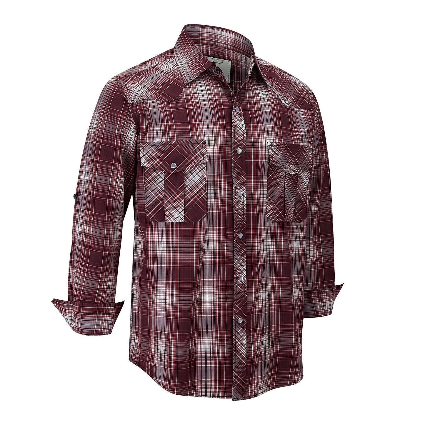 HOTCOEVALS CLUB Men's Western Pearl Snap Button Up Casual Cowboy Long Sleeve Two Pockets Work Shirts