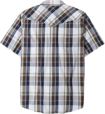 HOTDubinik® Western Shirts for Men Short Sleeve Plaid Pearl Snap Shirts for Men Button Up Shirt Cowboy Casual Work Shirt