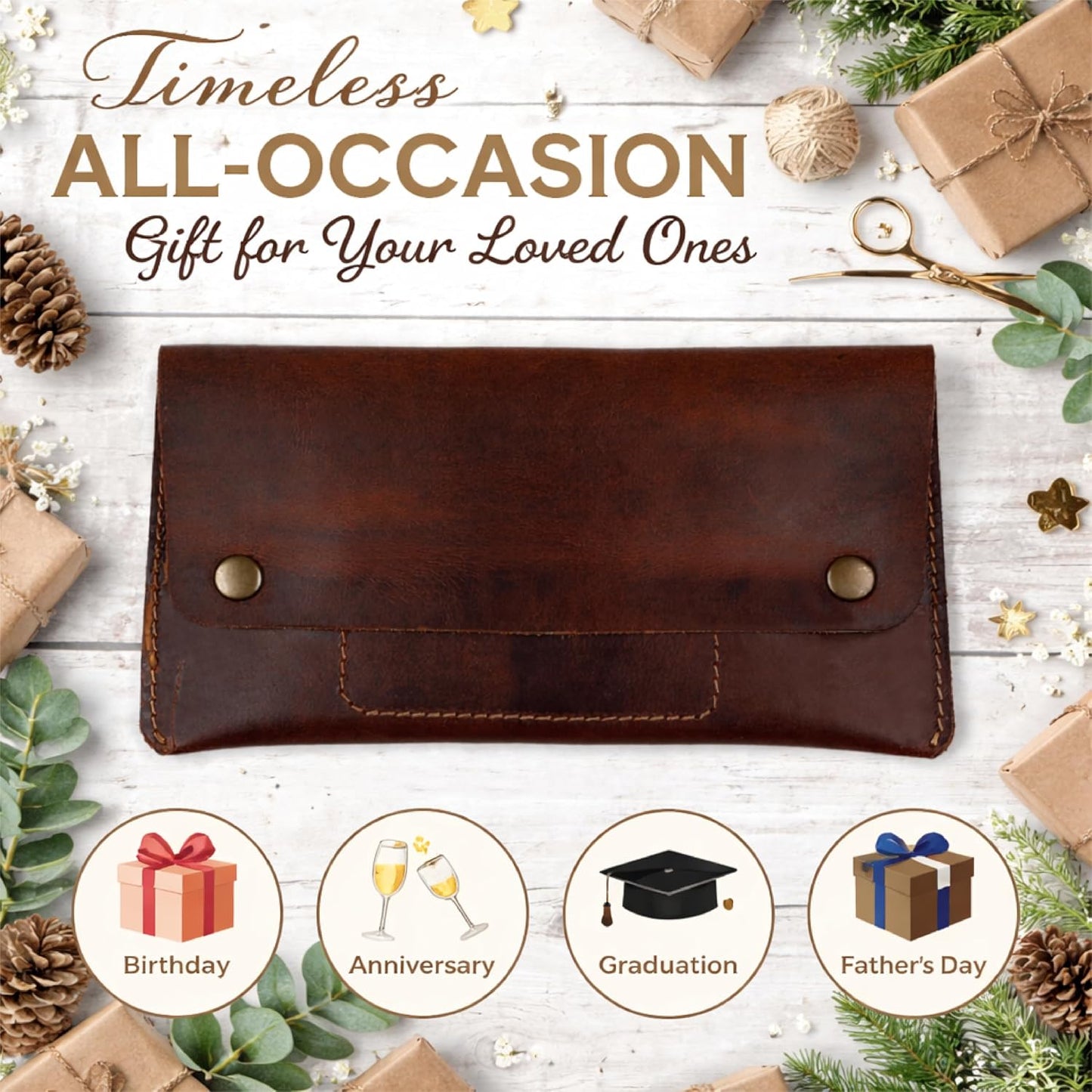 HOTLeather Money Bag Currency Organiser Pouch, Dollar Bills Holder, Bills Organizer with Mobile Pocket, Money Envelope For Men and Women (Brown)