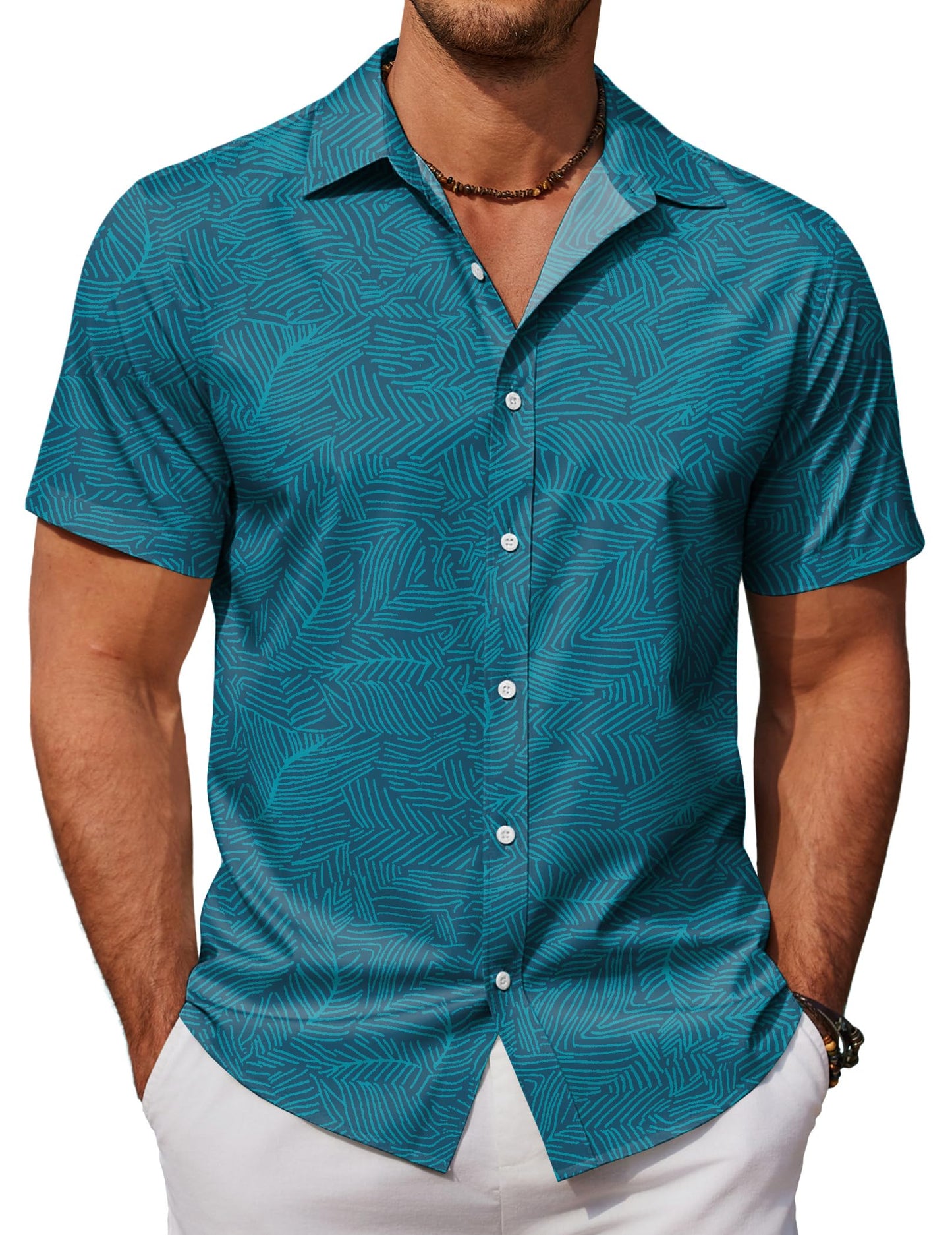HOTCOOFANDY Mens Hawaiian Shirts Short Sleeve Button Down Aloha Shirt Casual Beach Clothes