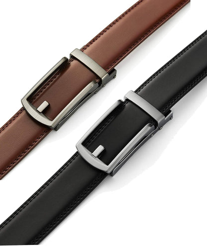 HOTCHAOREN Click Belt for Men 2 Pack - Mens Dress Belt 1 1/4" in Packing Box - Design Belt Meet Almost Any Outfit and Occasion