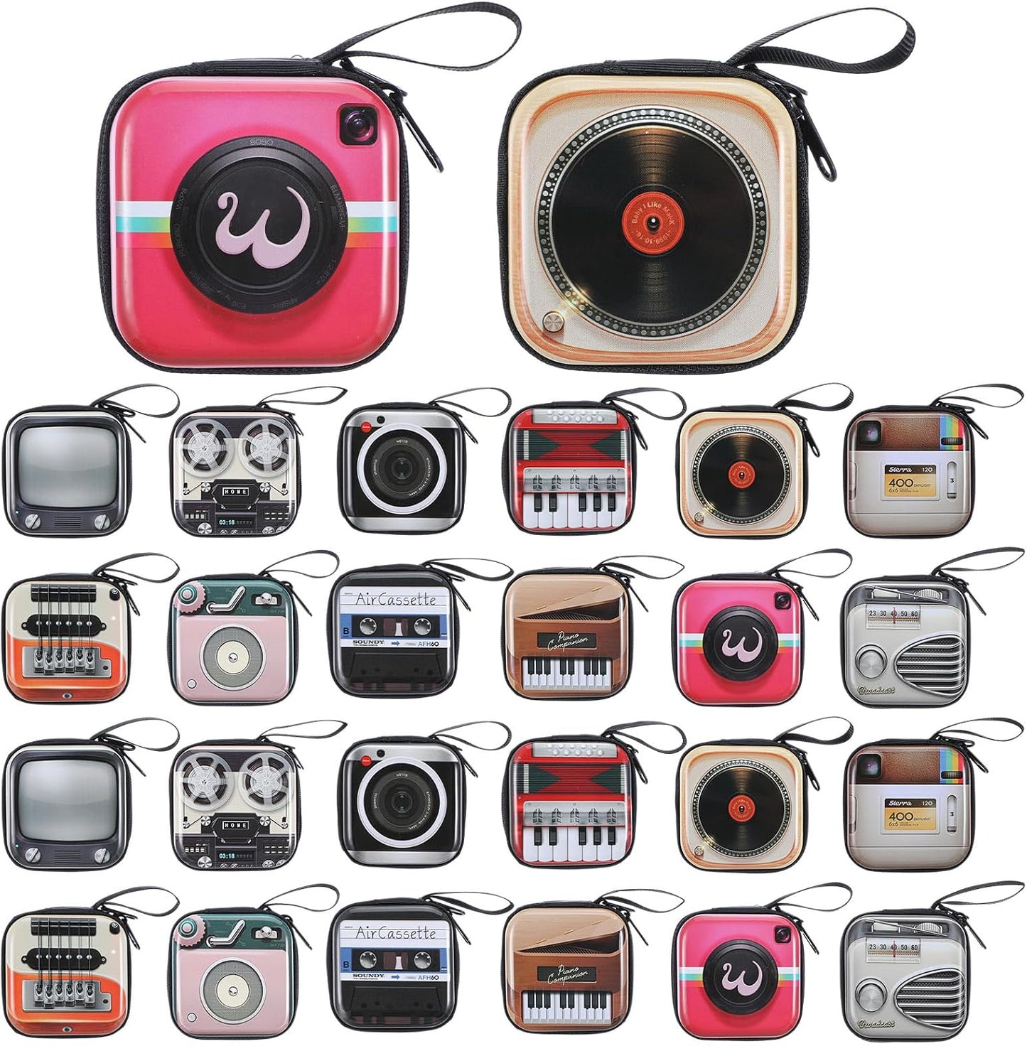HOT24 Pcs Mini Purse Keychain Set Retro Coin Purse Bulk for Change Earbuds Jewelry Pills Cable Storage Mini Coin Bank Keychain Zipper Pouch for Women Men Gifts Mini Coin Purse Keychain Assorted 12 Styles