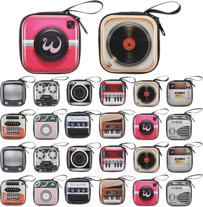 HOT24 Pcs Mini Purse Keychain Set Retro Coin Purse Bulk for Change Earbuds Jewelry Pills Cable Storage Mini Coin Bank Keychain Zipper Pouch for Women Men Gifts Mini Coin Purse Keychain Assorted 12 Styles
