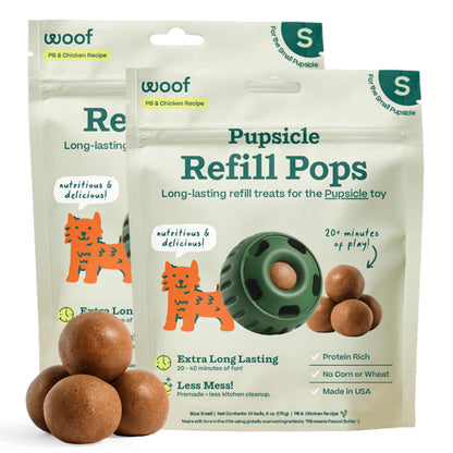 HOTWOOF Pupsicle Refill Pops - Low-Mess Dog Snacks - with Peanut Butter and Beef - Dog Treats - Long Lasting - Large Pops - 7 Count