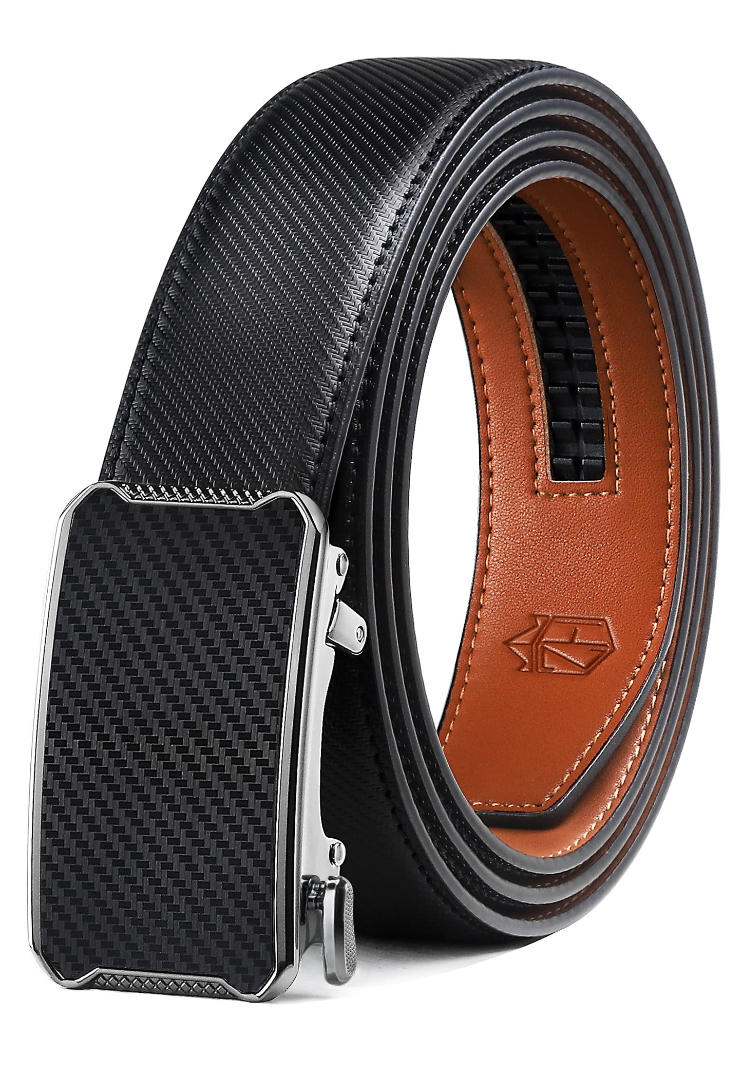HOTZitahli Belt Men,Leather Ratchet Belt for Men Dress Casual Every Day with Adjustable Buckle,Trim to Fit For Gift