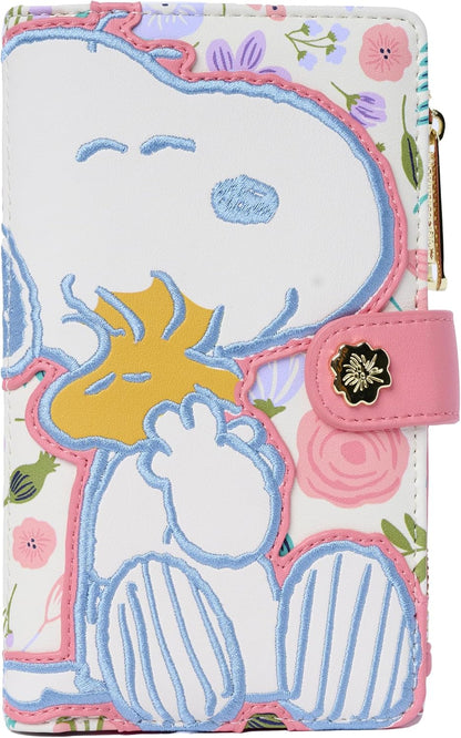 HOTLoungefly Peanuts Snoopy Wallet Flap Snap Clutch Women Woodstock Floral