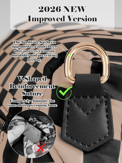 HOTBlack and White Checkered Crossbody Bag Bum Bag for Women,Spacious Checkered Purse Fanny Packs Belt Bag