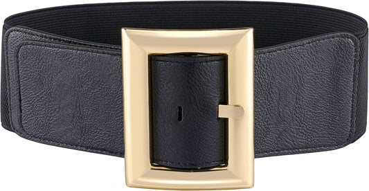 HOTAyliss Women Wide Elastic Dress Belt Stretch Waist Belt Vintage Fashion Cinch Belt Buckle Retro PU Leather Waistband Cosplay