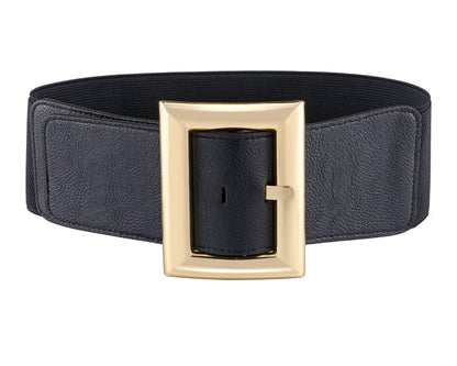 HOTAyliss Women Wide Elastic Dress Belt Stretch Waist Belt Vintage Fashion Cinch Belt Buckle Retro PU Leather Waistband Cosplay