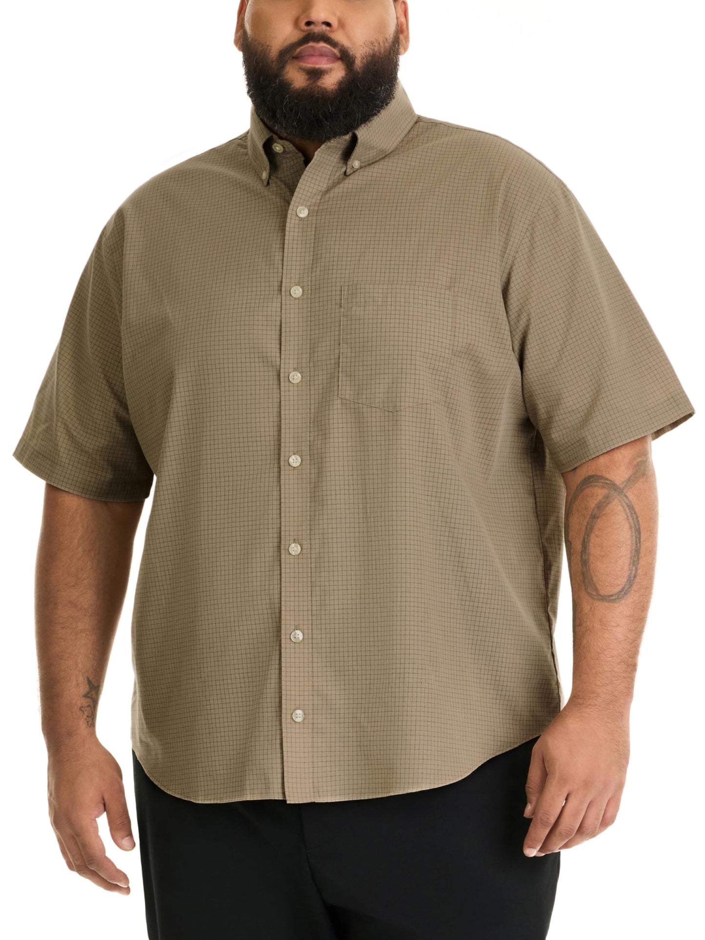 HOTVan Heusen Men's Big and Tall Wrinkle Free Short Sleeve Button Down Shirt, No-Tuck Length, Comfortable Stretch Fabric