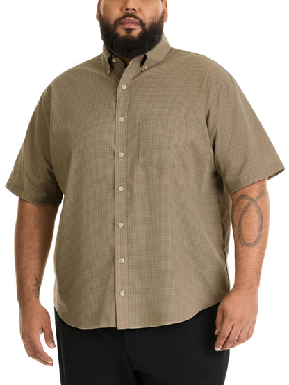 HOTVan Heusen Men's Big and Tall Wrinkle Free Short Sleeve Button Down Shirt, No-Tuck Length, Comfortable Stretch Fabric
