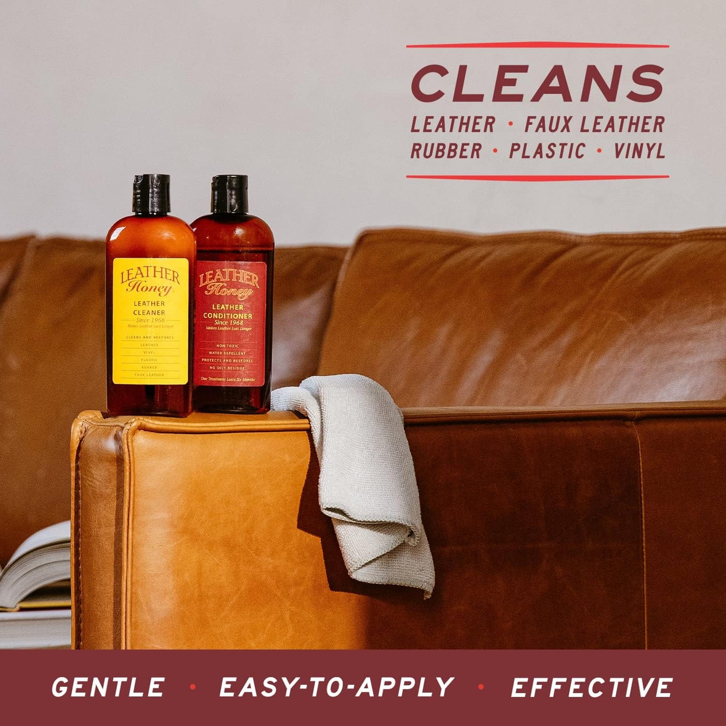 HOTLeather Honey Leather Cleaner: Non-Toxic Leather Care Made in the USA Since 1968. Deep Cleans Leather, Faux & Vinyl - Couches, Car Seats, Purses, Tack, Shoes & Bags. Safe Any Colors & White Leather